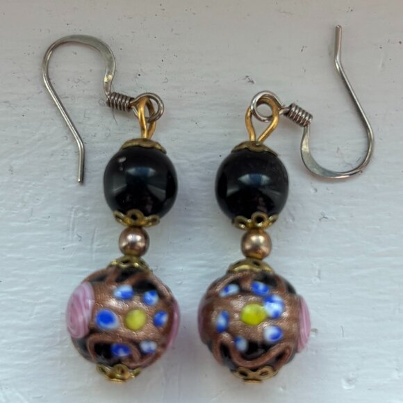 Vintage Handmade Art Glass Bead Earrings - Picture 7 of 7